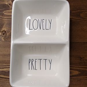 Rae Dunn Lovely Pretty Divided Double Dish Tray